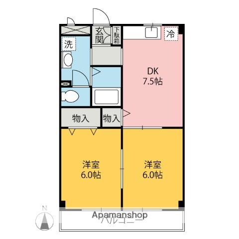 MY HOME(2DK/3階)の間取り写真