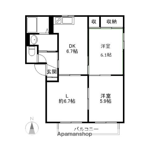 イル・デ・パンA・B(3DK/1階)の間取り写真