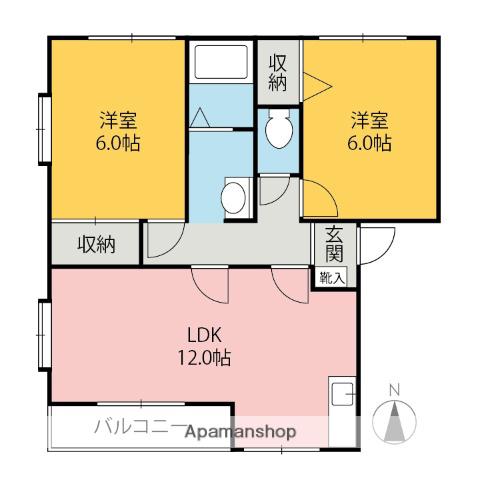 オークスA・B(2LDK/1階)の間取り写真