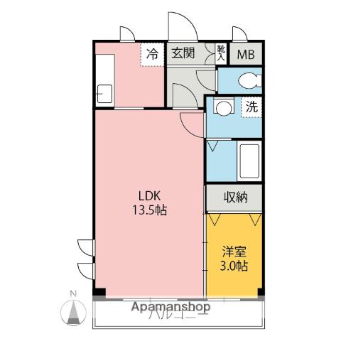 メゾンドアン(1LDK/3階)の間取り写真
