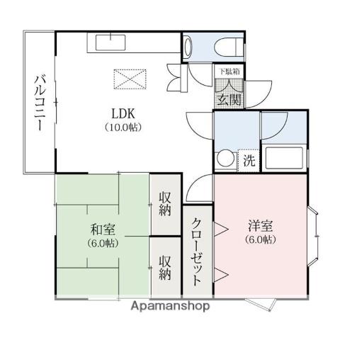 グリーンシンフォニーⅠ(2LDK/2階)の間取り写真