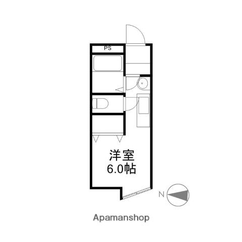 ハーモニーキュウブ前橋B(ワンルーム/1階)の間取り写真