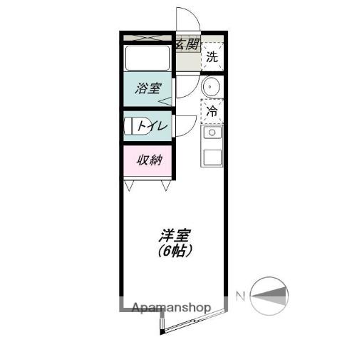 ハーモニーキュウブ前橋B(ワンルーム/2階)の間取り写真