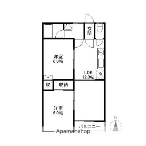 ユーハイツ(2LDK/2階)の間取り写真