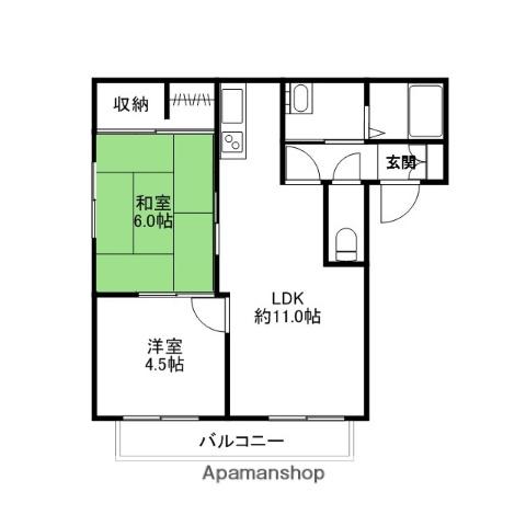 アゼリアⅡ(2LDK/2階)の間取り写真
