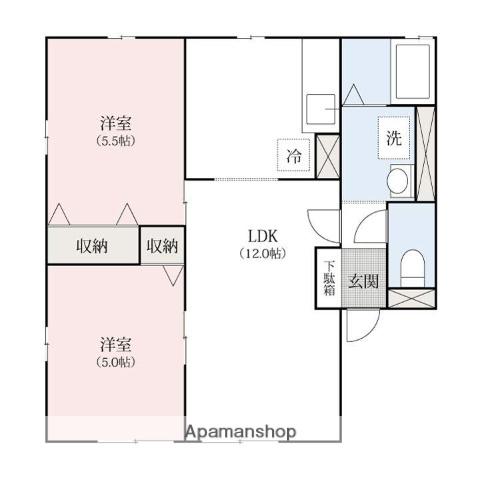 ヴィラ・デ・セントレージA・B・C(2LDK/2階)の間取り写真