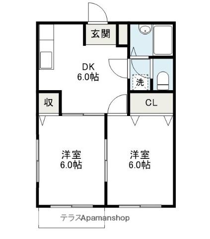 イーグルレジデンスA・B(2DK/1階)の間取り写真