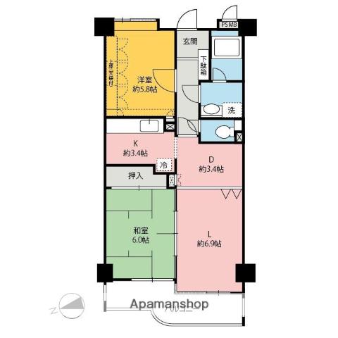 ウィンベルコーラス前橋第一(2LDK/4階)の間取り写真