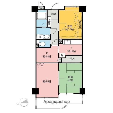 ウィンベルコーラス前橋第一(2LDK/3階)の間取り写真