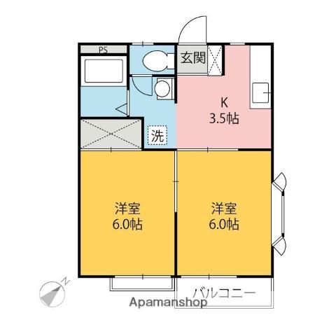 パークヒルA(2K/2階)の間取り写真
