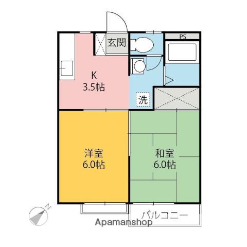 パークヒルA(2K/2階)の間取り写真