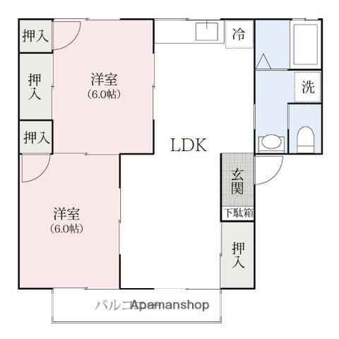 スプリングすぐろA・B(2LDK/2階)の間取り写真