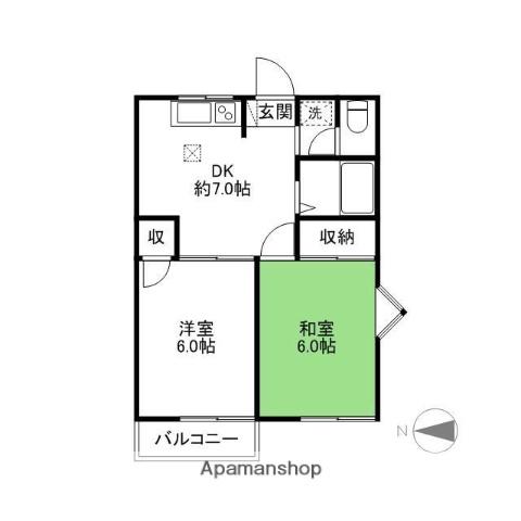 グランドール中村(2DK/1階)の間取り写真