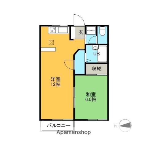 グランドール中村(1LDK/1階)の間取り写真