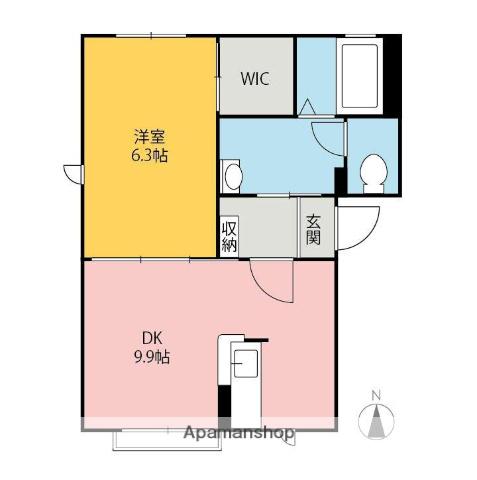ブライトスクエアC(1LDK/1階)の間取り写真
