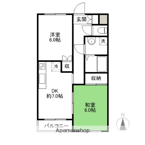 ΑNEXT上小出第一(2DK/4階)の間取り写真