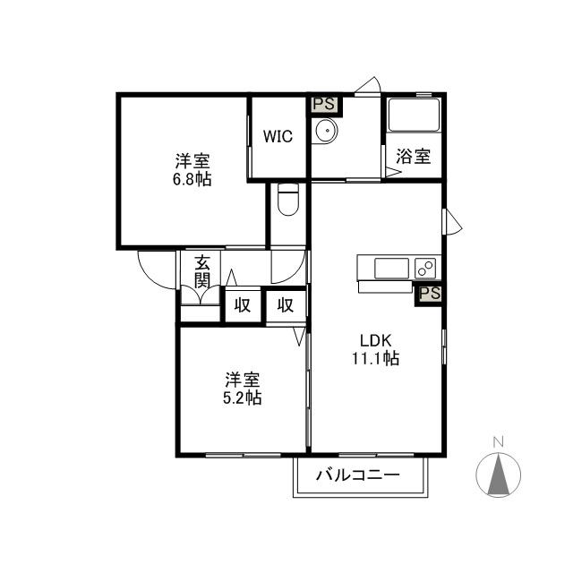ラウンドパディーA・B・C・D(2LDK/2階)の間取り写真