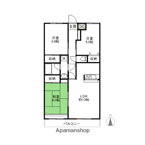 シンワマンション(3LDK/4階)の間取り写真