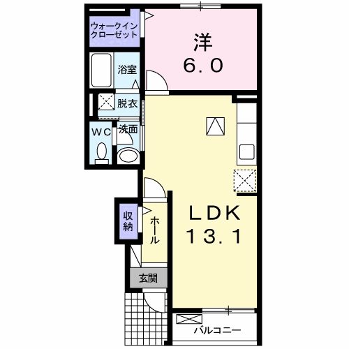 アンジュ(1LDK/1階)の間取り写真