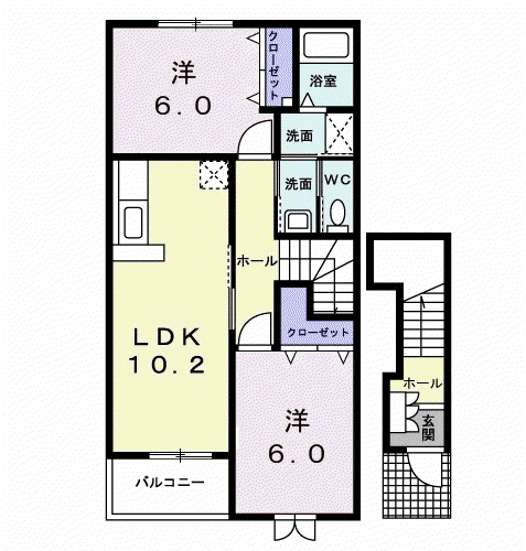 サンリット Ⅱ(2LDK/2階)の間取り写真