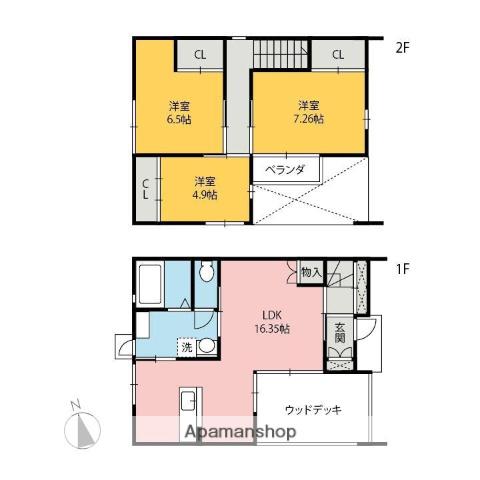 両毛線 前橋駅 バス乗車時間：13分 六供東バス停で下車 徒歩6分 2階建 築11年(3LDK)の間取り写真