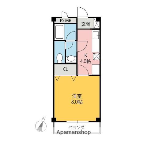 エスポワール(1K/2階)の間取り写真