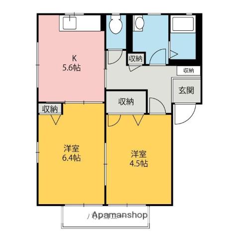 ヴィラ・フォンテーヌ(2K/1階)の間取り写真