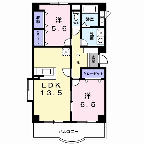 アルトヴァスト(2LDK/1階)の間取り写真