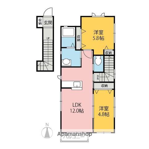 スマイルコートAB(2LDK/2階)の間取り写真