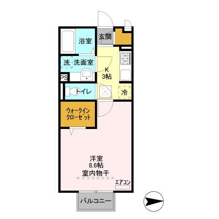 プレシャス育英(1K/1階)の間取り写真