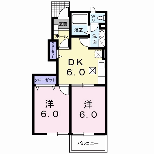 アフロート(2DK/1階)の間取り写真