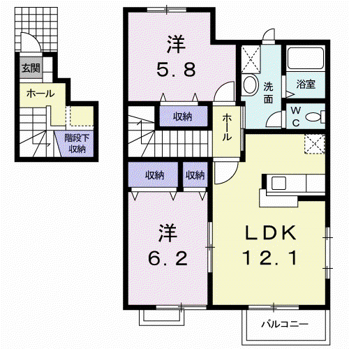 メゾンプレミールⅢ(2LDK/2階)の間取り写真