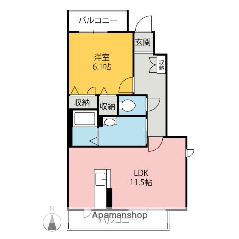 ラフィナートⅡ(1LDK/1階)の間取り写真