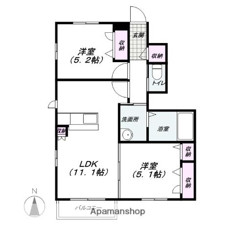 ハイツ・クラベール(2LDK/1階)の間取り写真