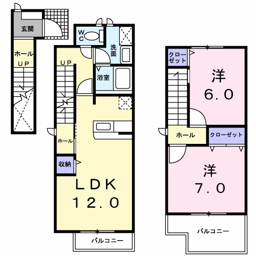 マリエールS(2LDK/2階)の間取り写真