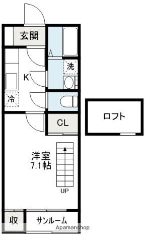 ルシエールAB(1K/2階)の間取り写真