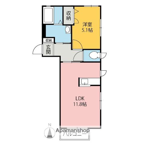 フォンテーヌ(1LDK/1階)の間取り写真