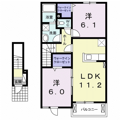 アルエットⅡ(2LDK/2階)の間取り写真