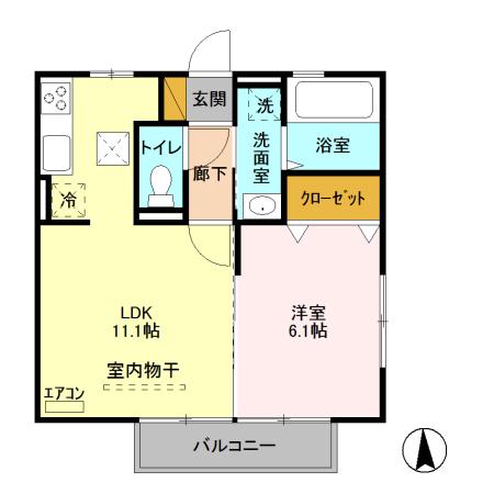 オペラハウス青柳(1LDK/1階)の間取り写真