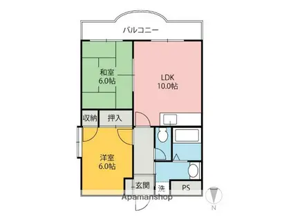 第一戸塚マンション(2LDK/1階)の間取り写真