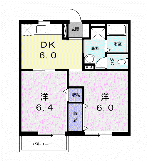 MY・HOMEⅢ(2DK/2階)の間取り写真