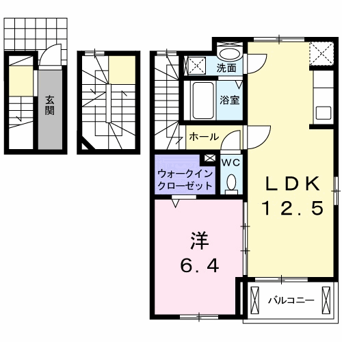 メヌエット(1LDK/3階)の間取り写真
