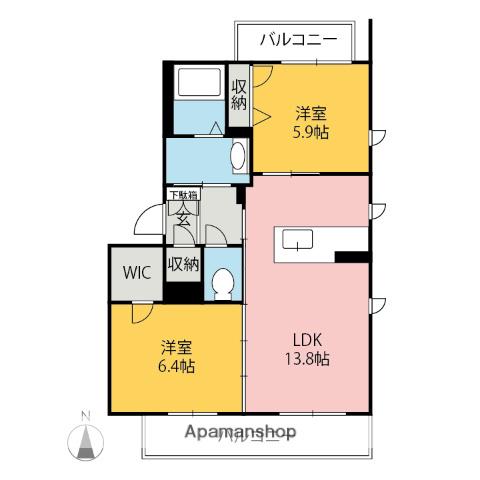 ラフィーノ(2LDK/3階)の間取り写真