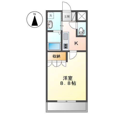 ファインフレーブ(1K/2階)の間取り写真