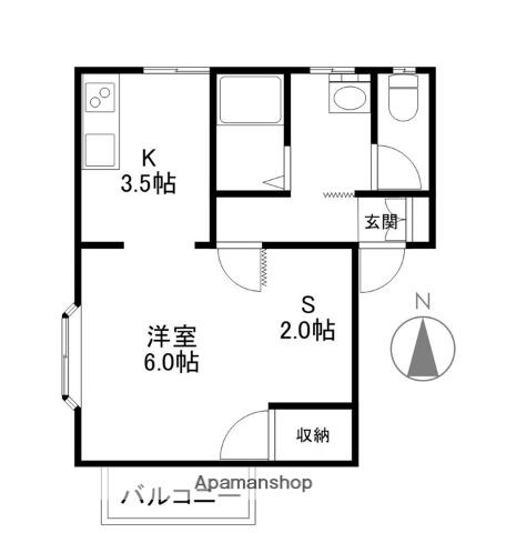 ハイツリッチ前橋ABC(1K/1階)の間取り写真