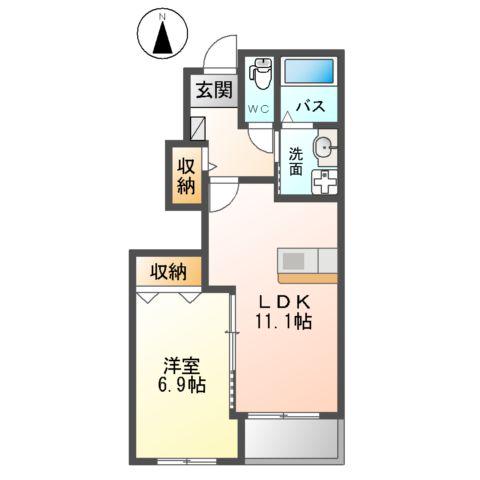 エバー・プレイス(1LDK/1階)の間取り写真