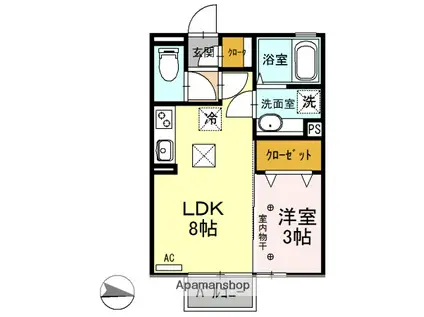 FLORAL NAKAJIMAⅡ(1LDK/1階)の間取り写真