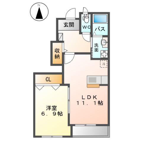 オデッセイ(1LDK/1階)の間取り写真