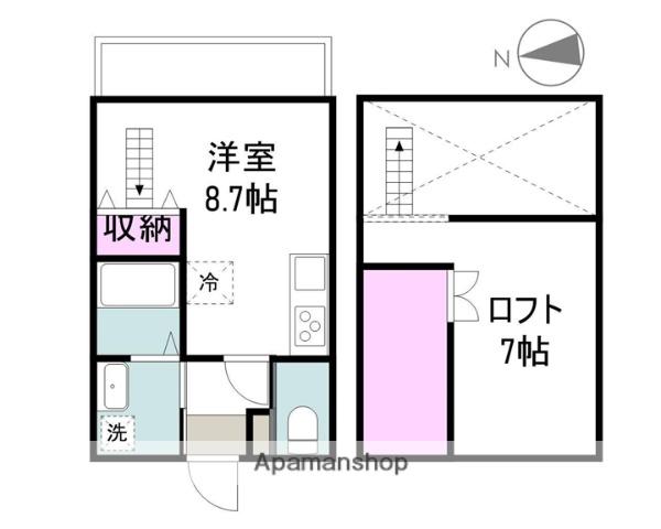 フェリーチェ北棟(ワンルーム/1階)の間取り写真