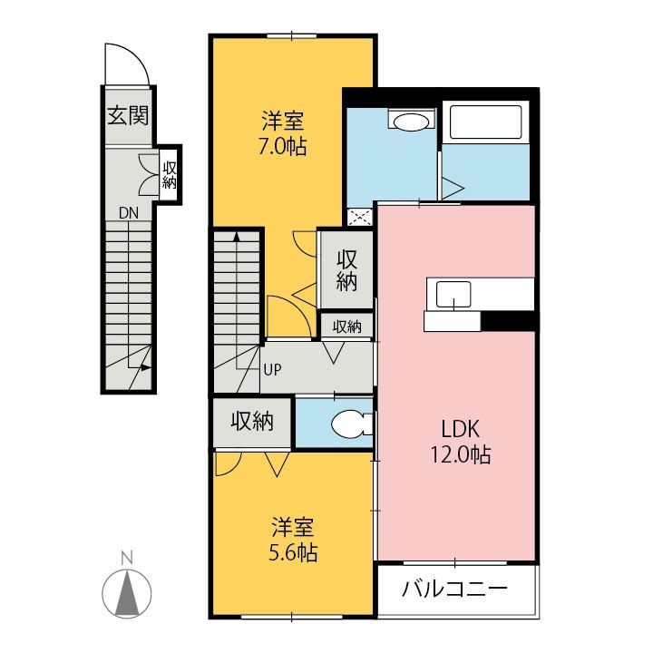 メゾン エテルネル(2LDK/2階)の間取り写真